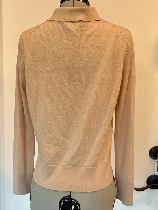 Iris & Ink fine Merino wool Collared Cardigan, nude, M, EUC - Picture 3 of 10